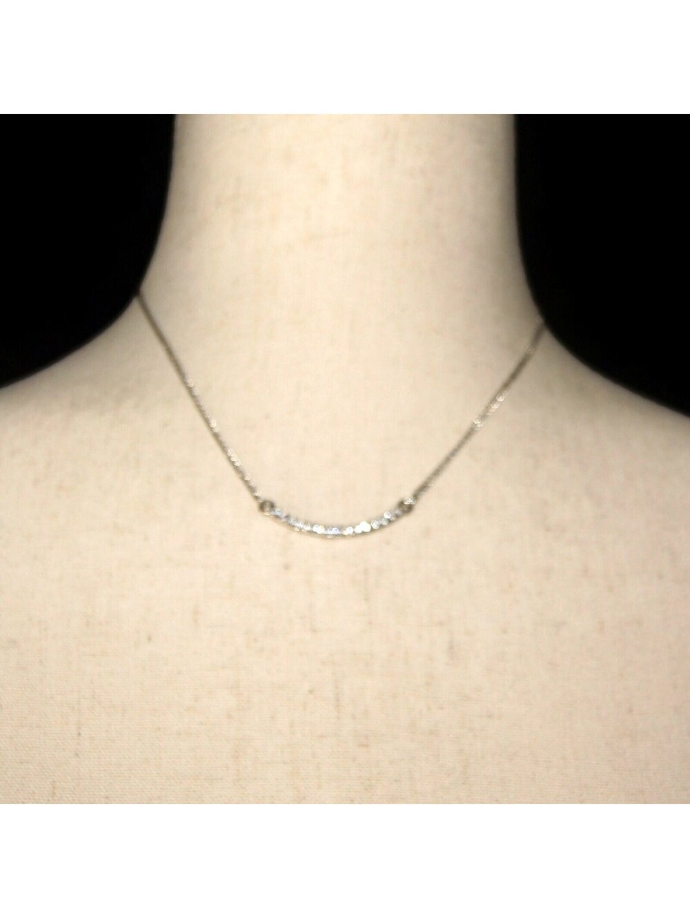 Vintage Silver Tone and Clear Rhinestones 16 to 18 Inch Bib Necklace.
